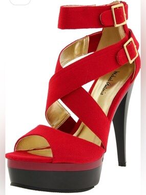 Michael Antonio Sexy Dark Red Strappy Platform Stiletto 5” Heels         Size 7